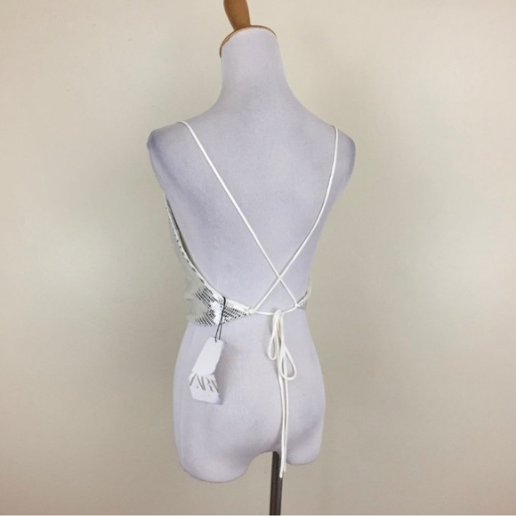 Zara Shimmer Silver Crop Top NWT - Picture 6 of 6